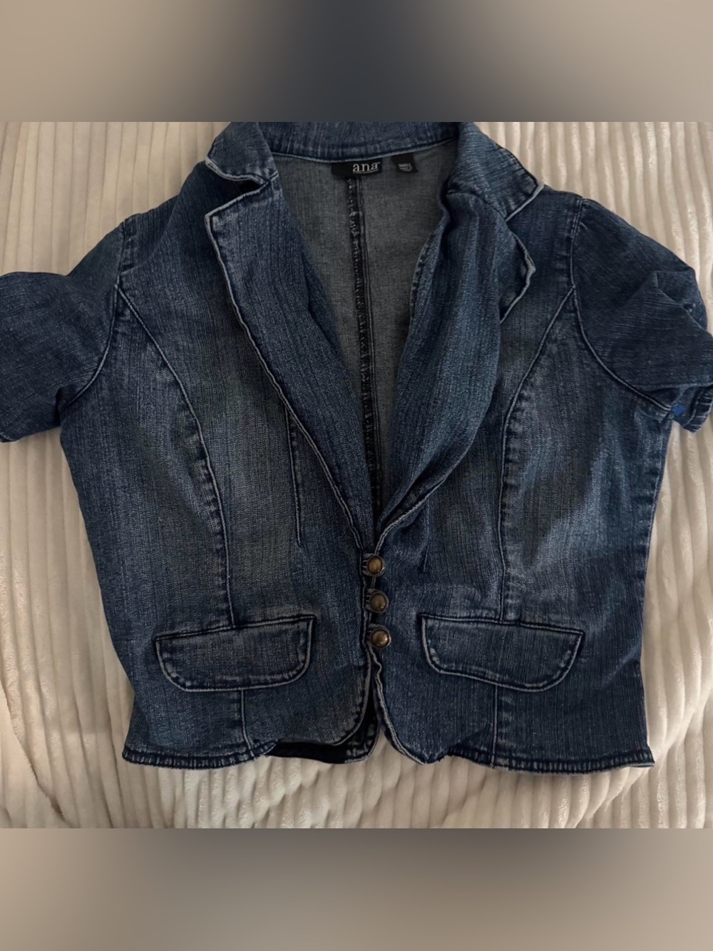 a.n.a Dark Blue Denim Shirt Jacket Blazer